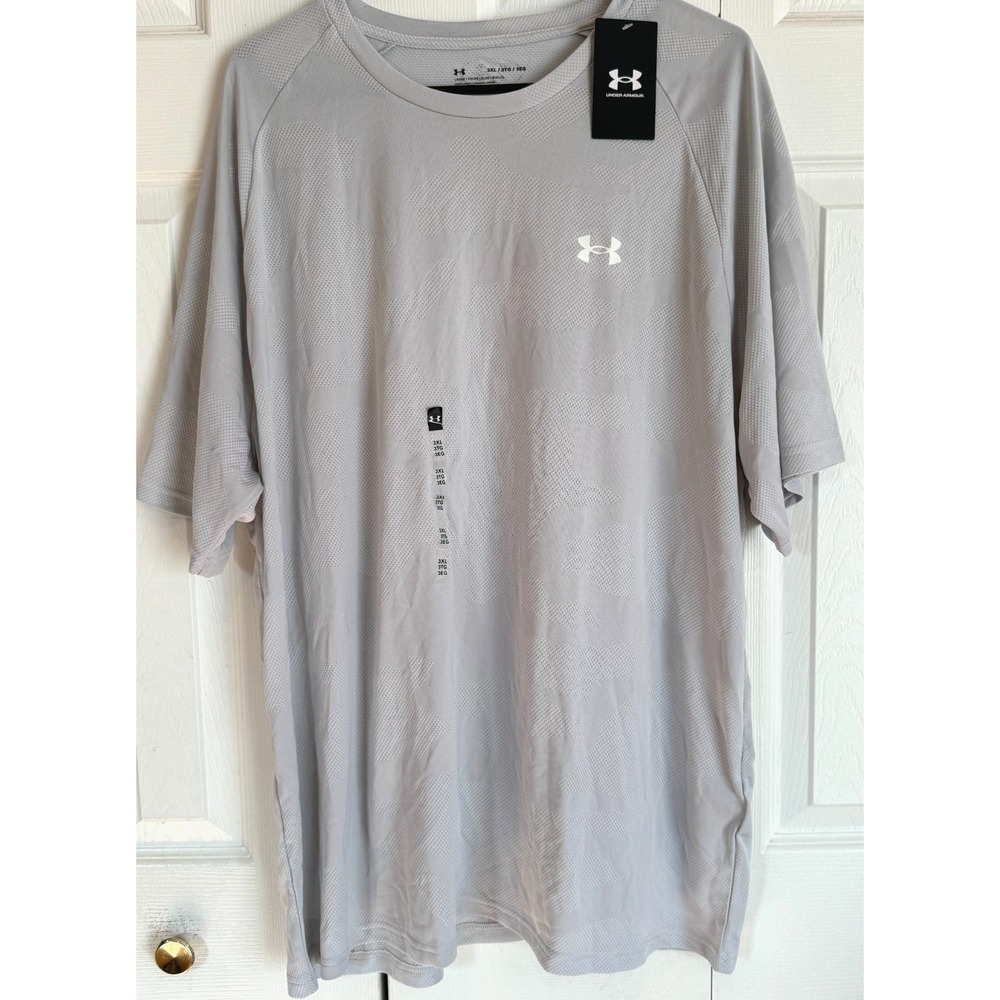 Under Armour UA Velocity Jacquard Short Sleeve T-Shirt Gray Men's Size 3XL Loose